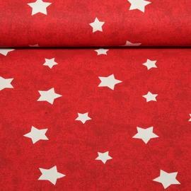 Canvas X-Mas Sterne Leinenlook Rot Beige
