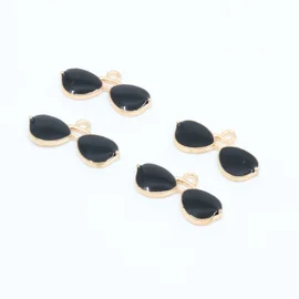 Charm Anhänger Brille Schwarz 1 Stück