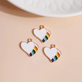 Charm Anhänger Herz mit Regenbogen 1 Stück