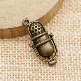 Charm Anhänger Mikrofon Retro Messing 1 Stück