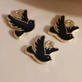 Charm Anhänger Taube Schwarz 1 Stück