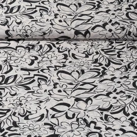 Chiffon Blüten Ecru Schwarz