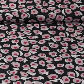 Chiffon Blumen Abstrakt Schwarz Rosa