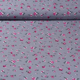 Chiffon Blumen Grau Pink