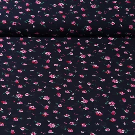 Chiffon Blumen Navy Pink