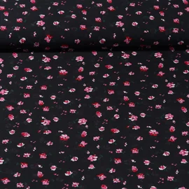 Chiffon Blumen Schwarz Pink