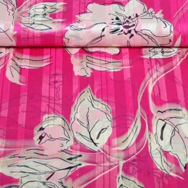 Chiffon Blumen und Streifen Pink Transparent