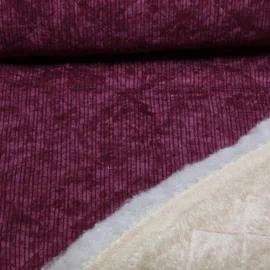 Cord Teddy Quiltkaros Weinrot