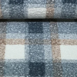 Fleece Bouclé Karos Blau