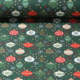 French Terry Weihnachtskugeln Grün