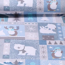 French Terry X-Mas Polartiere Blau