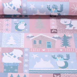 French Terry X-Mas Polartiere Rosa