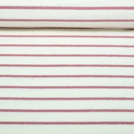 Frottee Jersey Streifen Ecu Mauve Garngefärbt