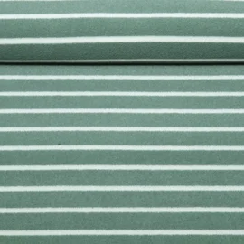 Frottee Jersey Streifen Salbei Ecru Garngefärbt