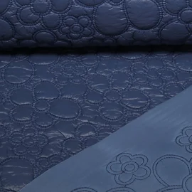 Gesteppter Jackenstoff Blumen Blau