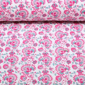 Gesteppter Jackenstoff Doubleface Blüten & Blumen Weiß