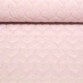 Gesteppter Jackenstoff Folienherzen Rosa