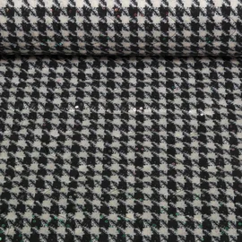 Gesteppter Jackenstoff Hahnentritt mit Pastellpailletten Schwarz 