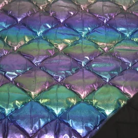 Gesteppter Jackenstoff Metallic Regenbogenfarben