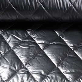 Gesteppter Jackenstoff Rauten Silber Metallic