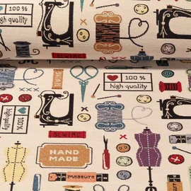 Gobelin Canvas Nähatelier Beige Multicolor 