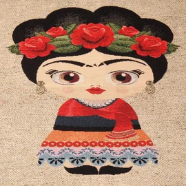 Gobelin Panel "Blumenmädchen" Beige Melange