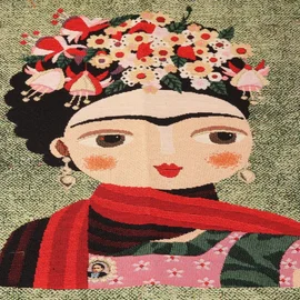 Gobelin Panel "Blumenmädchen" Grün Melange 