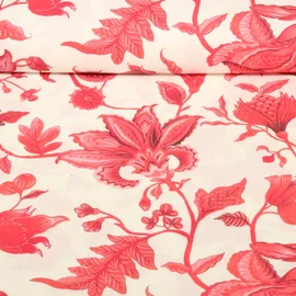 Halbleinen Sanforisiert Blumen Nostalgisch Ecru