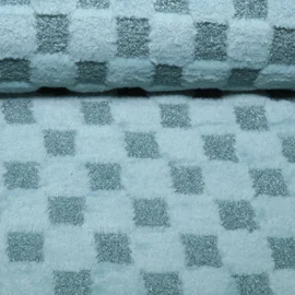 Heavy Sweat Bouclé-Plüsch-Mix Karo Dunkelmint