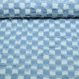 Hosenjeans Jacquard Karo Used Look Hellblau