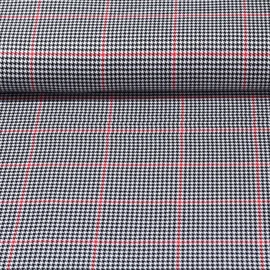 Hosenstoff Hahnentritt Karo Schwarz Rot