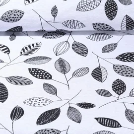 Jacquard Canvas Black & White Doubleface Blätter