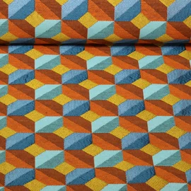 Jacquard Canvas Geo Blau Orange