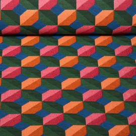 Jacquard Canvas Geo Grün Fuchsia
