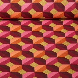 Jacquard Canvas Geo Weinrot Rosa