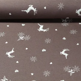 Jacquard Canvas - Landhaus Doubleface Hirsche Taupe Beige