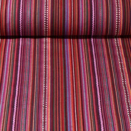 Jacquard Canvas - Mexiko Streifen Mix Rot Pink