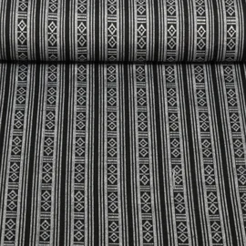 Jacquard Canvas - Mexiko Streifen Mix Schwarz Grau