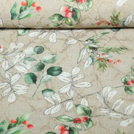 Jacquard-Canvas Mistelzweige Beige Gold