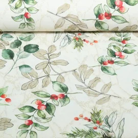 Jacquard-Canvas Mistelzweige Ecru Gold