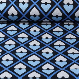 Jacquard Jersey "ASS" Schwarz Blau