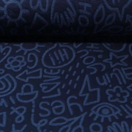 Jacquard Jersey "All I Want Stepper" Navy