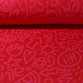 Jacquard Jersey "All I Want Stepper" Rot