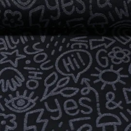 Jacquard Jersey "All I Want Stepper" Schwarz