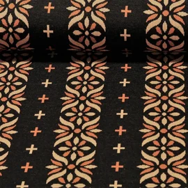 Jacquard Jersey "Flourish" Schwarz