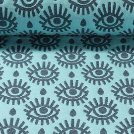 Jacquard Jersey "Look Stepper" Türkis