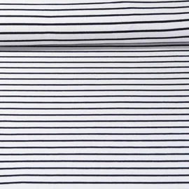 Jacquard Jersey Maxi Streifen Ecru Schwarzblau