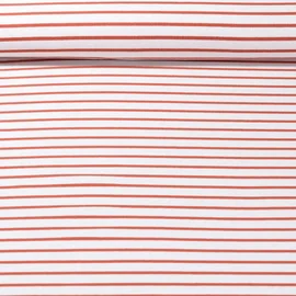 Jacquard Jersey Maxi Streifen Ecru Ziegelrot