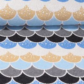 Jacquard Jersey "Shingles" Blau