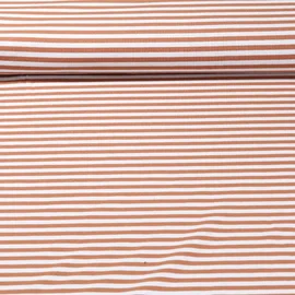 Jacquard Jersey Streifen Midi Ecru Hellbraun